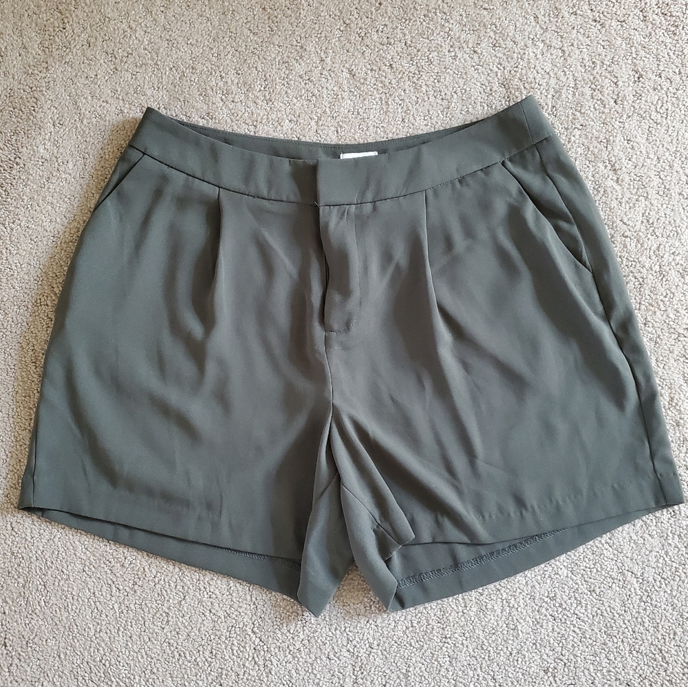 Structured Olive Green Shorts